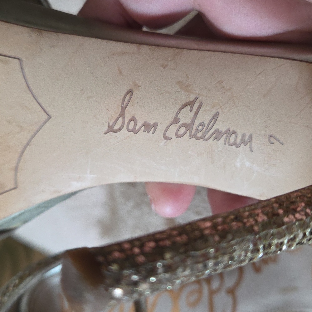 Sam Edelman Gold Stiletto Heels Ankle Strap - Picture 4 of 12